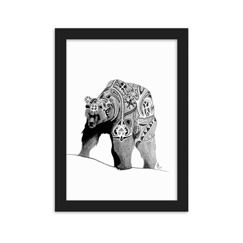 Embroidered Bear - Inramad affisch