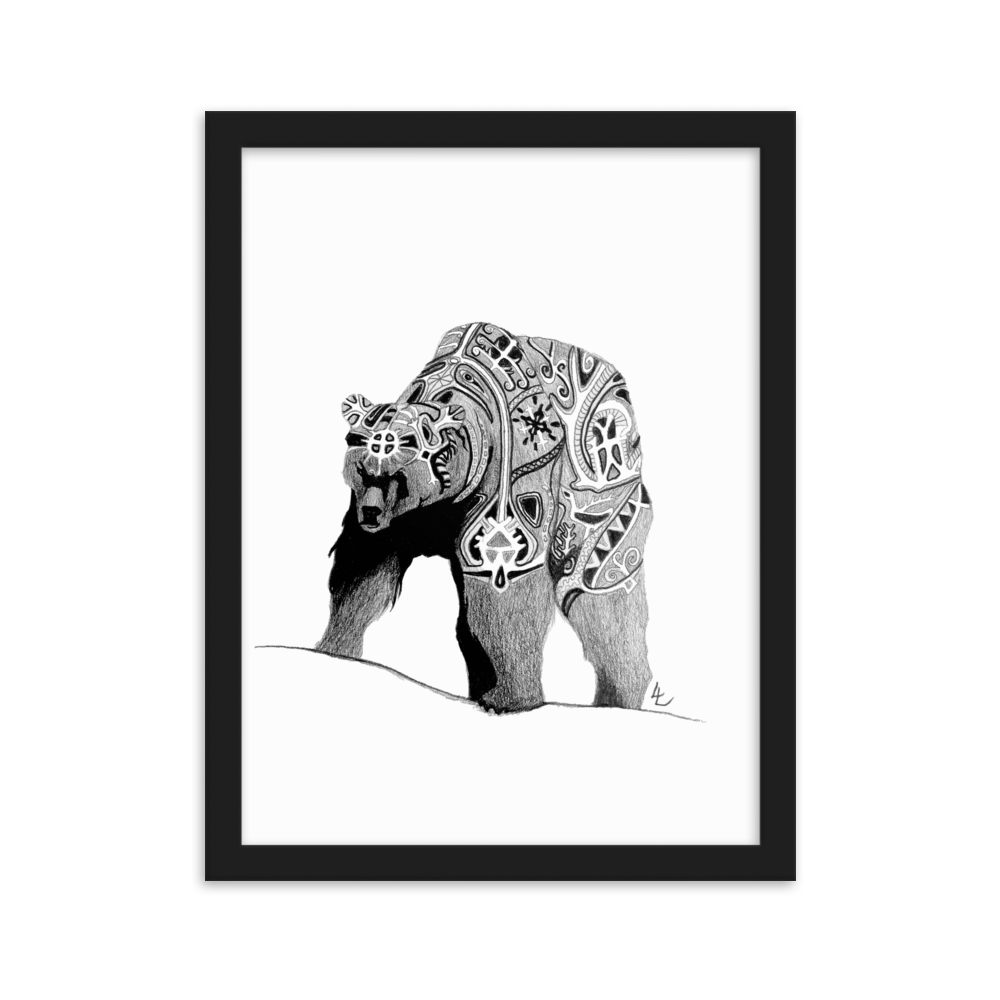 Embroidered Bear - Inramad affisch