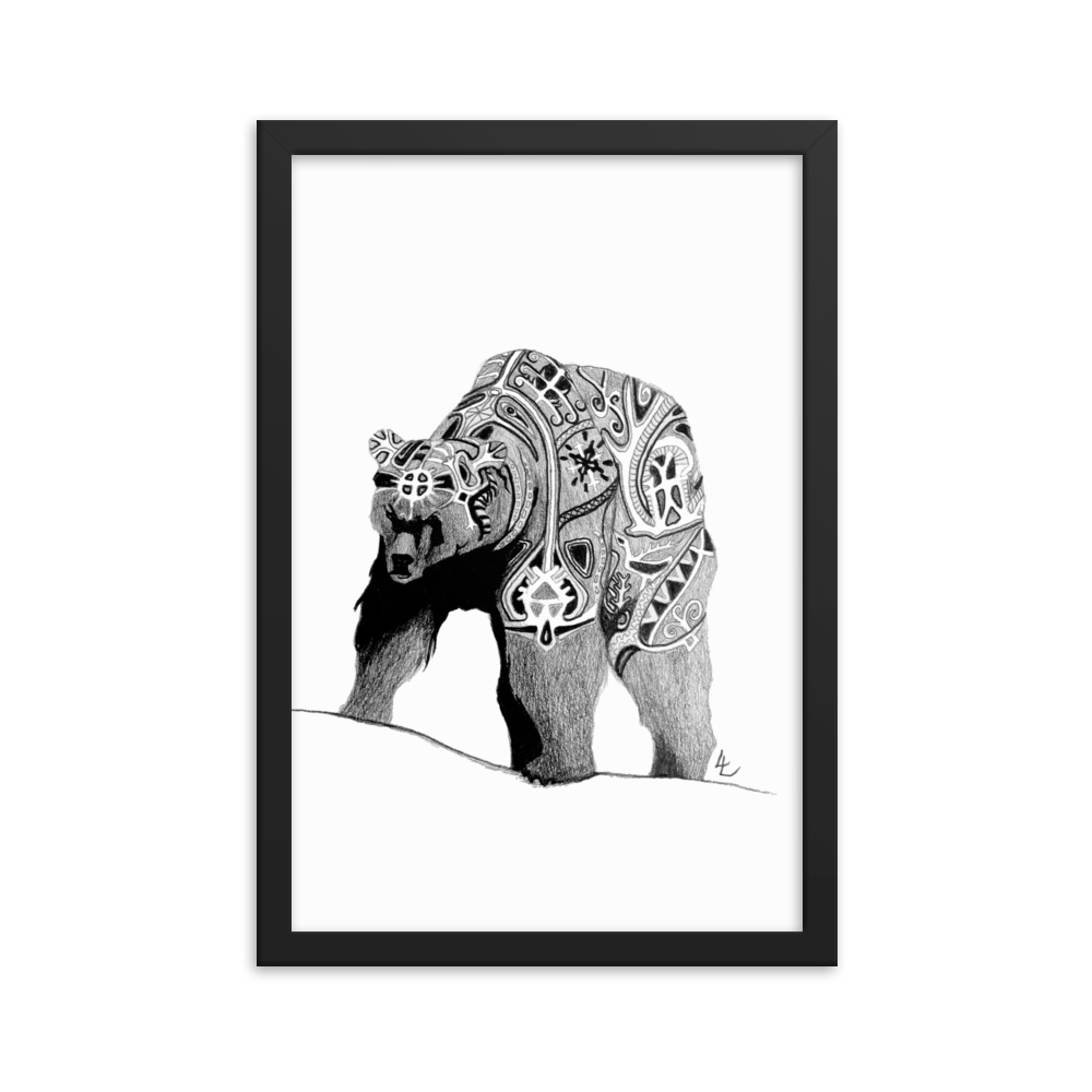 Embroidered Bear - Inramad affisch