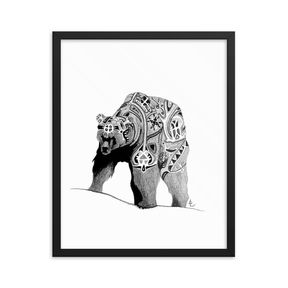 Embroidered Bear - Inramad affisch