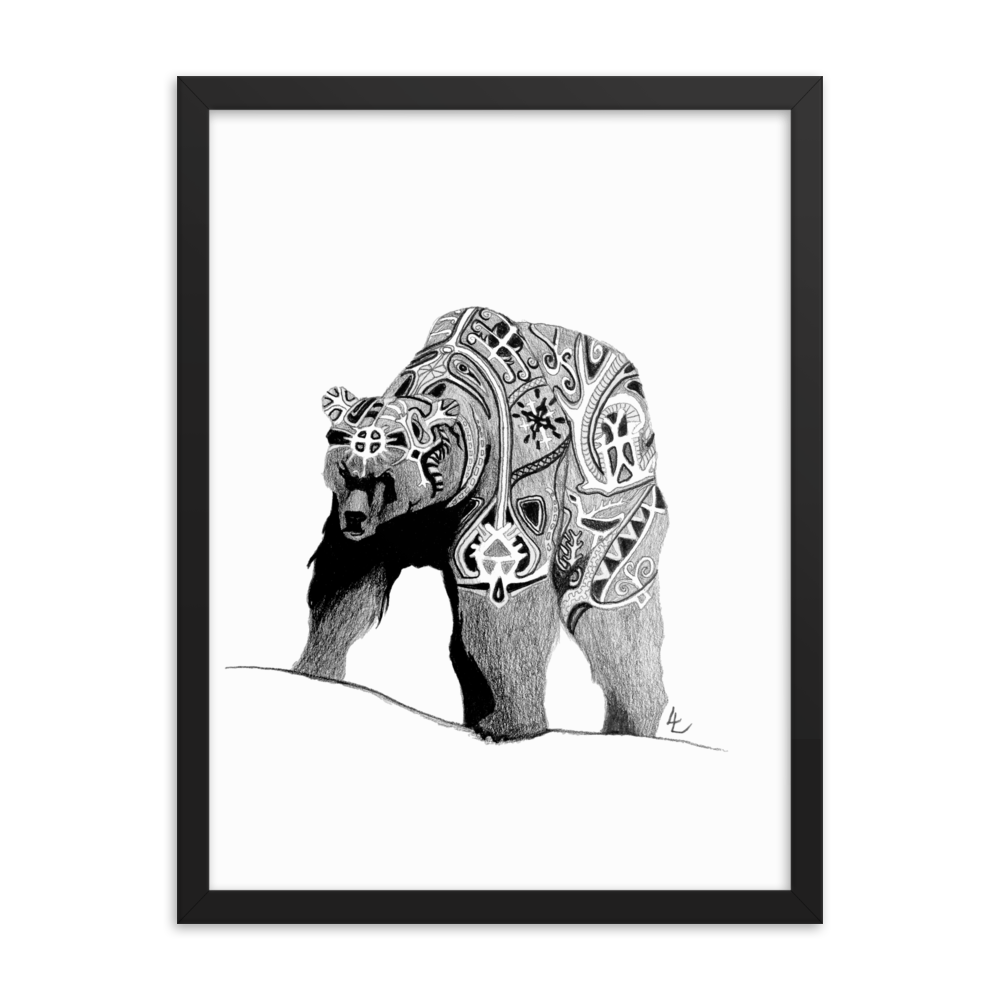 Embroidered Bear - Inramad affisch