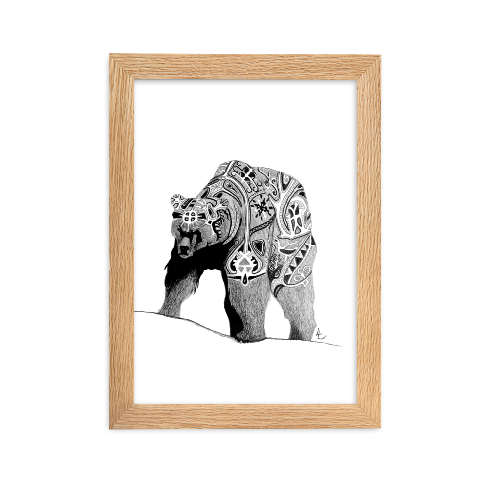Embroidered Bear - Inramad affisch