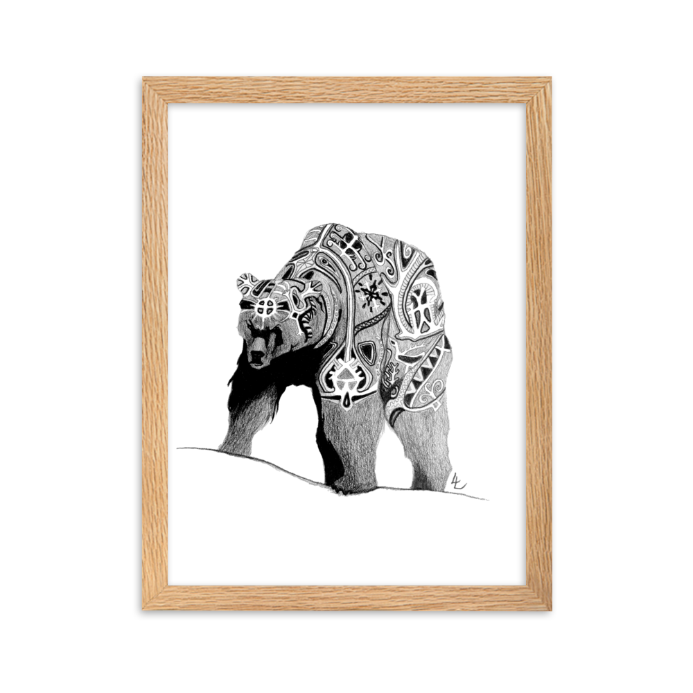 Embroidered Bear - Inramad affisch