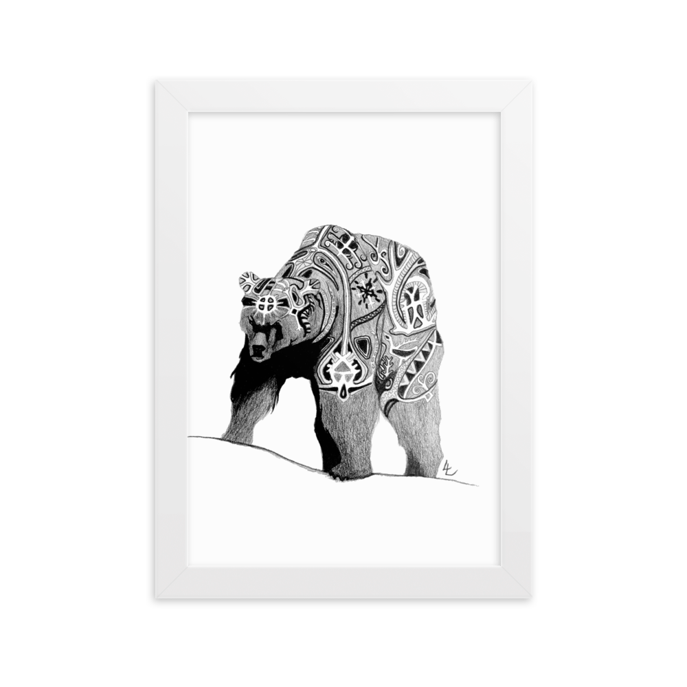 Embroidered Bear - Inramad affisch