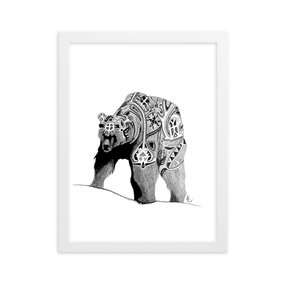 Embroidered Bear - Inramad affisch