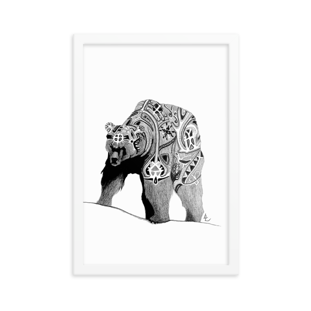 Embroidered Bear - Inramad affisch