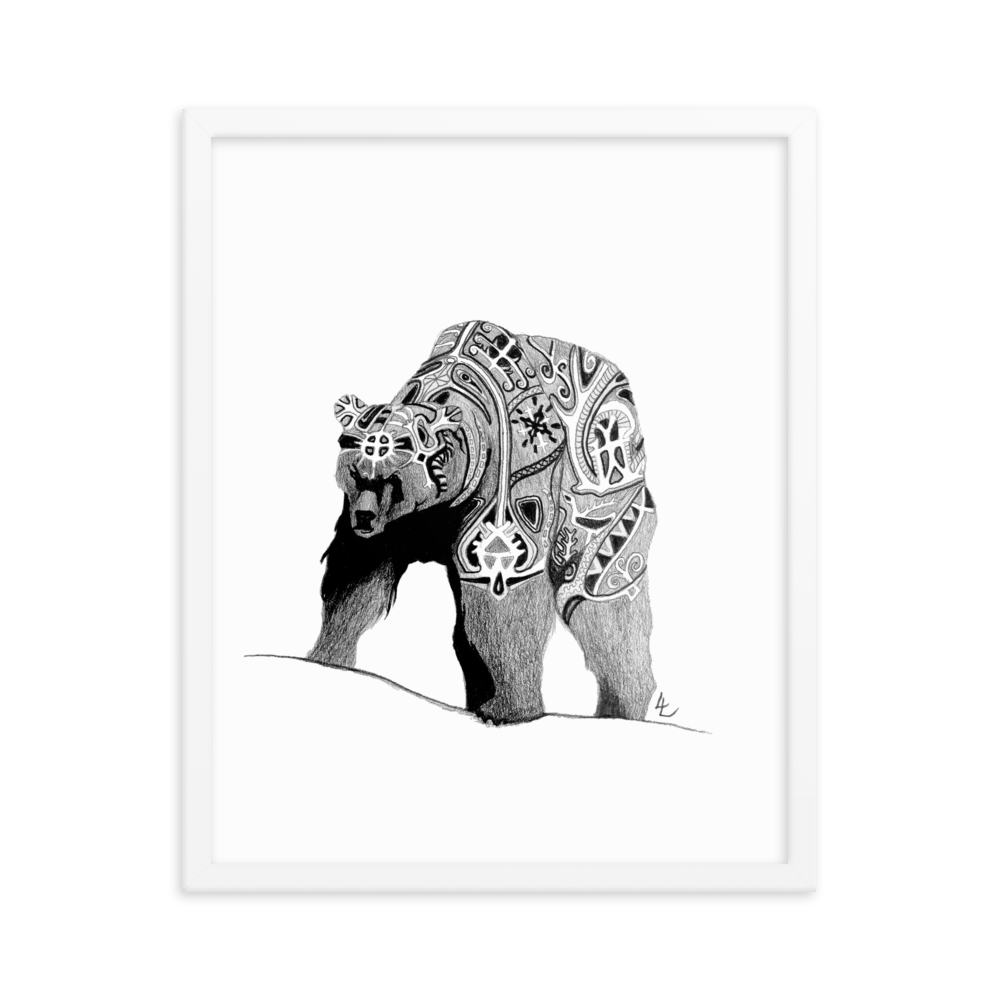 Embroidered Bear - Inramad affisch