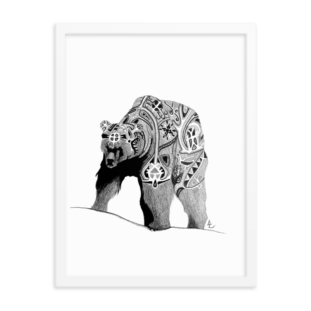 Embroidered Bear - Inramad affisch